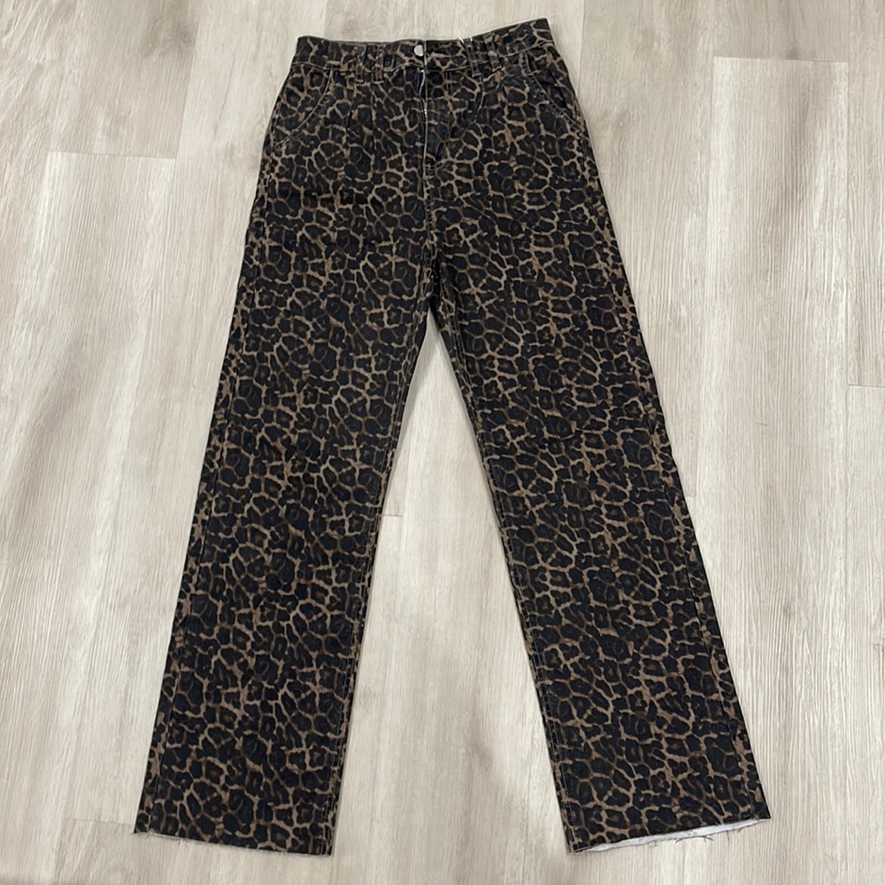 Nwt animal print wide pant denim